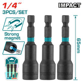 3 Pcs 1/4"X2-9/16" Impact Magnetic Nutsetter